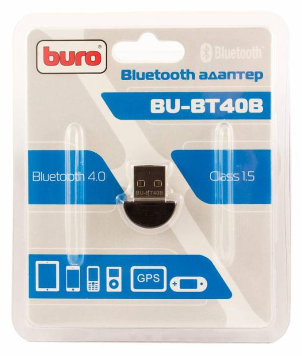Контроллер Bluetooth 4.0+EDR Buro BU-BT40B, USB2.0, до 20м, черный