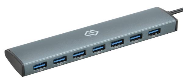 Разветвитель USB3.0 7*AF Digma HUB-7U3.0-UC-G, USB-C, активный
