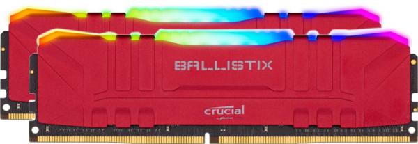 Оперативная память DIMM DDR4 16GB, 3200МГц (PC25600) Crucial Ballistix Red RGB (BL16G32C16U4RL), 1.35В, радиатор, подсветка