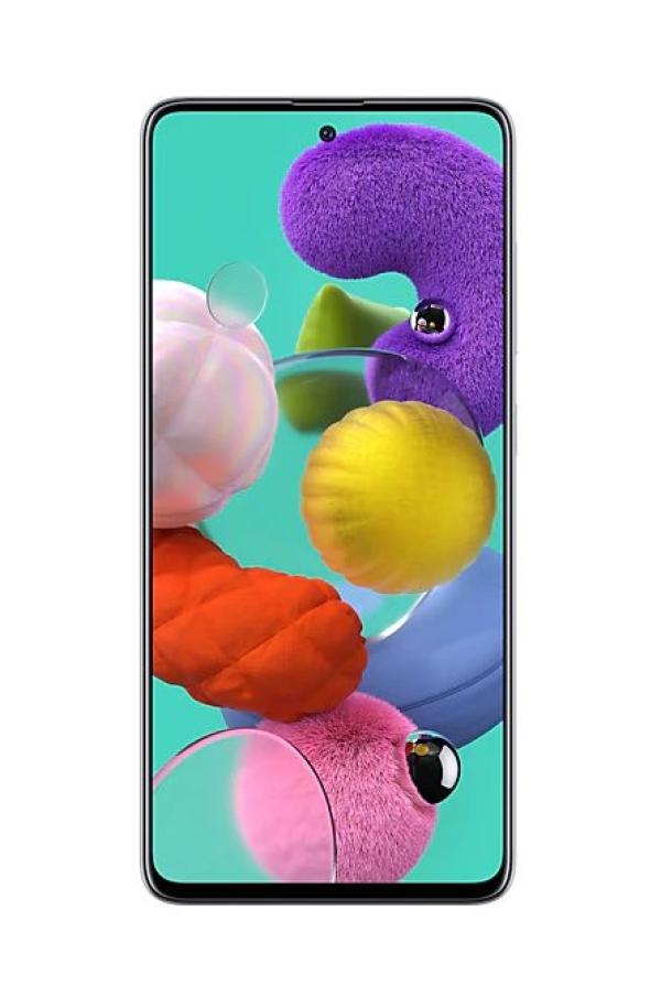 Смартфон 2*sim Samsung Galaxy A51 SM-A515FZWMSER, Samsung 8*2.3ГГц, 64GB 4GB, AMOLED 6.5" 2400*1080, SD-micro, 4G, WiFi , NFC, 5 камеры 48+12+5+5/32Мпикс, Android 10, 4000мАч, белый