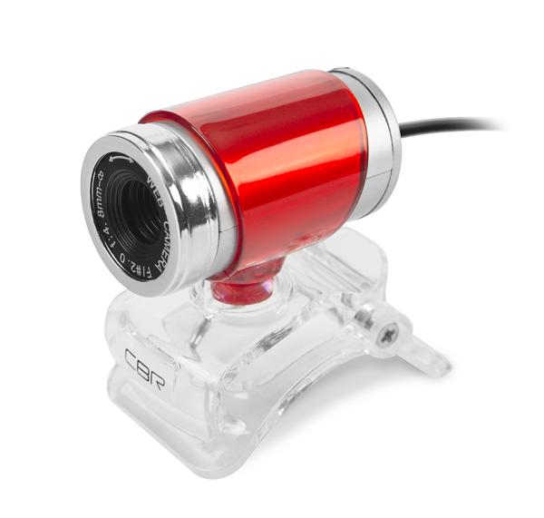 Видеокамера USB2.0 CBR CW 830M Red, 640*480, до 30fps, крепление на монитор, микрофон, красный-прозрачный