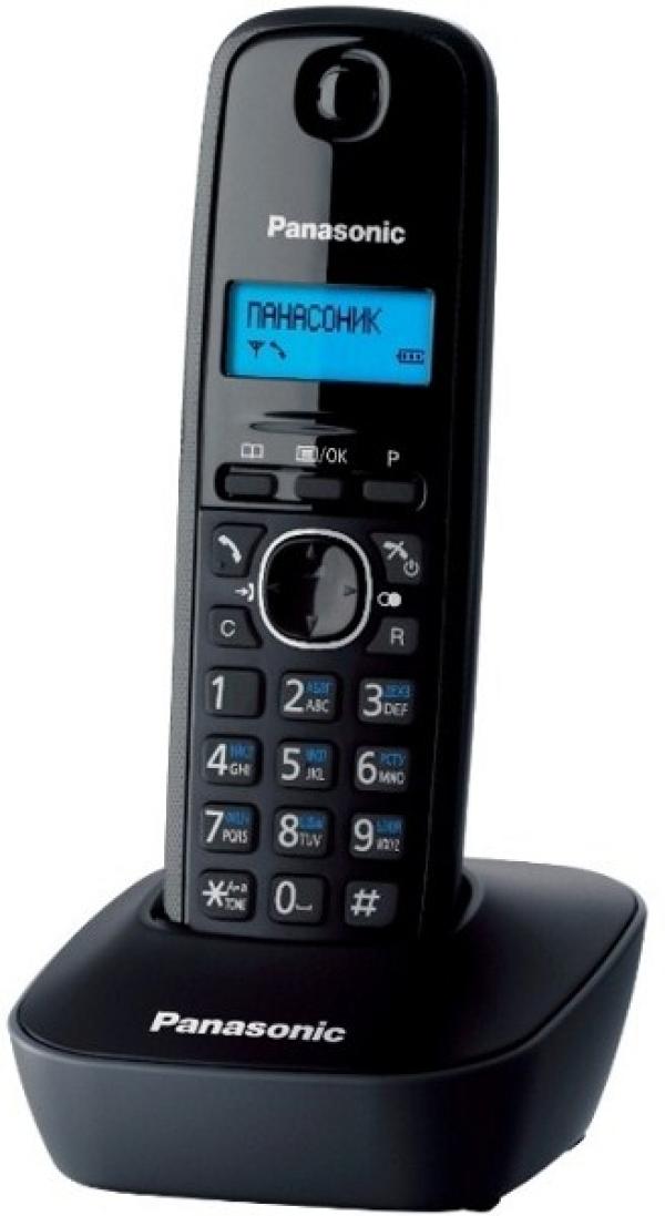 Радиотелефон DECT Panasonic KX-TG1611RUH, AOH, Caller ID, ЖКД, подсветка дисплея, 12 мелодий звонка, тел. книга 50 номеров, будильник, настенное крепление, поиск трубки, серый