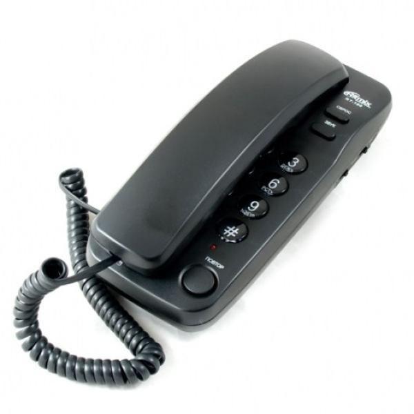 Телефон Ritmix RT-100, повтор, отключение микрофона, регулировка громкости звонка, возможность установки на стене, черный