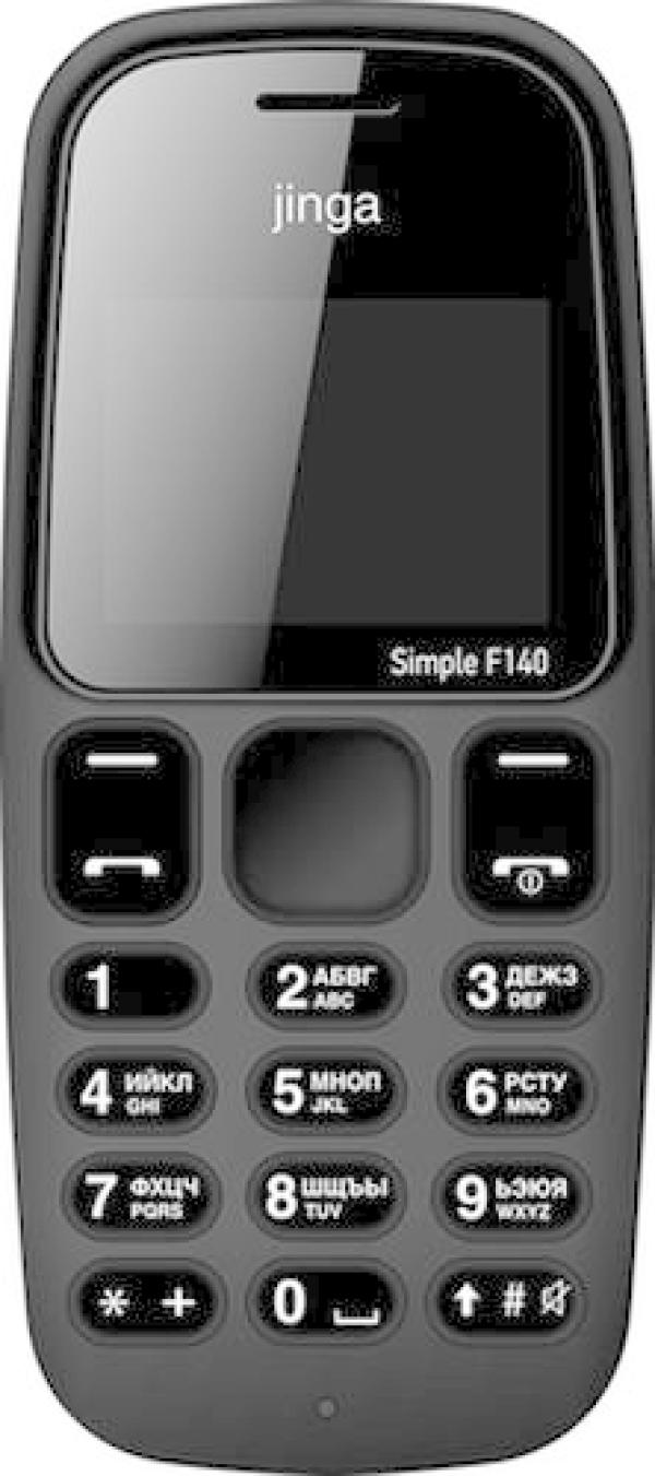 Мобильный телефон Jinga Simple F140, GSM850/900/1800/1900, 1.44" 96*86, 32M, USB, 48*107*14мм 59г, черный