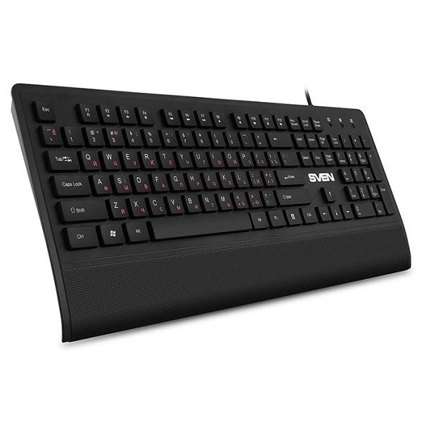 Клавиатура Sven KB-E5500, USB, влагозащищенная, подставка для запястий, черный