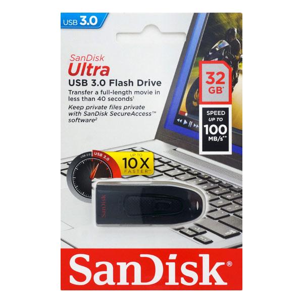 Флэш-накопитель USB3.0  32GB SanDisk Ultra CZ48 SDCZ48-032G-U46,  компактный, черный, стильный дизайн