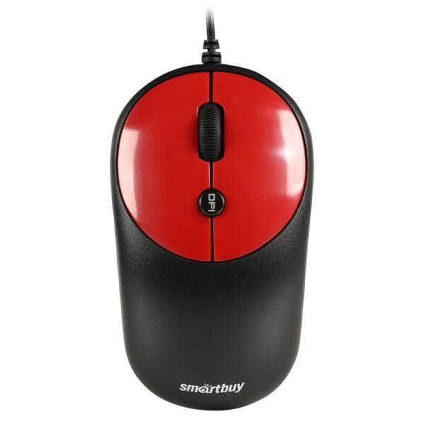 Мышь оптическая Smartbuy One 382 (SBM-382-R), USB, 4 кнопки, колесо, 1200/800dpi, черный-красный