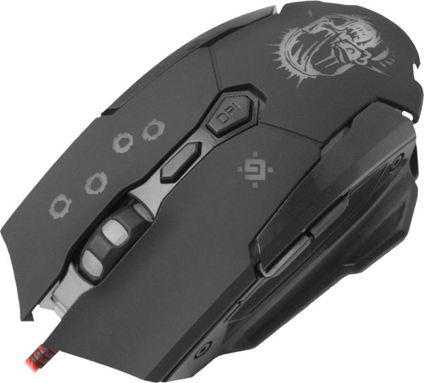 Мышь оптическая Defender Killer GM-170L, USB, 7 кнопок, колесо, 3200/2400/1800/800dpi, подсветка, программируемая, черный, 52170