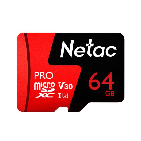 Карта памяти SDXC-micro  64GB Netac P500 Extreme Pro (NE1NT02P500PRO064GS), 90/10МБ/сек, class 10, без адаптера SD