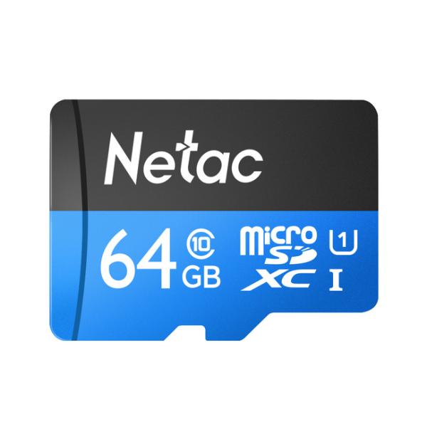 Карта памяти SDXC-micro  64GB Netac P500 Standard (NE1NT02P500STN064GS), 80/10МБ/сек, class 10, UHS-I, с адаптером SD