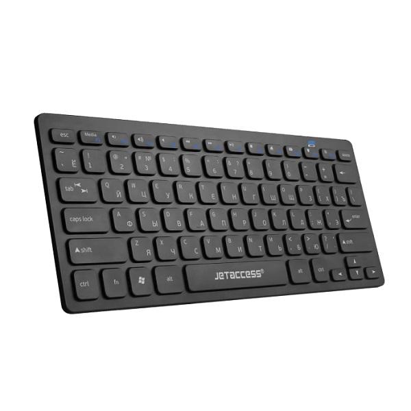 Клавиатура беспроводная JETAccess K8 BT, BT, Slim, для Android/iPad/ПК, 2*AAA, компактная, черный