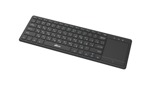 Клавиатура беспроводная Ritmix RKB-350BTH, BT 10м, TouchPad, для Android/iPhone/ПК, 2*AAA, компактная, черный