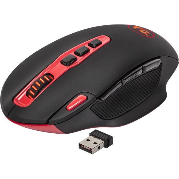 Мышь беспроводная лазерная Redragon Shark 2, USB, 10 кнопок, колесо <>, FM 10м, 5000/500dpi, 2*AA, подсветка, программируемая, черный-красный, 77415