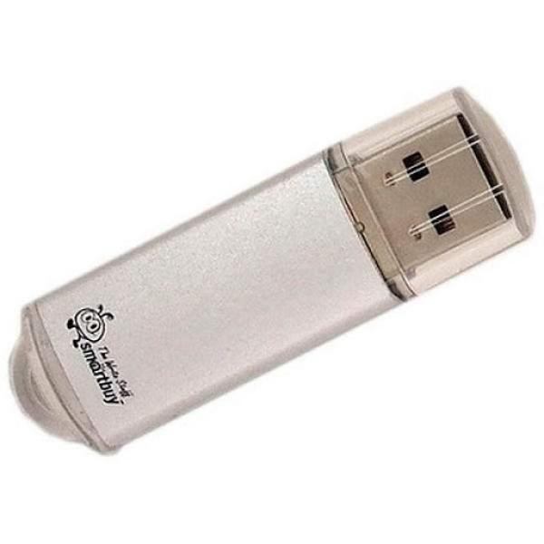 Флэш-накопитель USB2.0  16GB Smartbuy V-Cut Silver, пластик, серебристый
