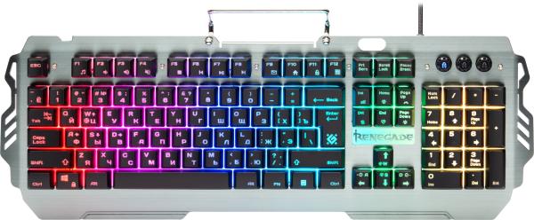 Клавиатура Defender Renegade GK-640DL, USB, влагозащищенная, подсветка, металл, серебристый-черный, 45640