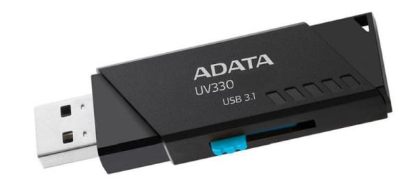 Флэш-накопитель USB3.1  16GB A-Data AUV330-16G-RBK, черный, стильный дизайн