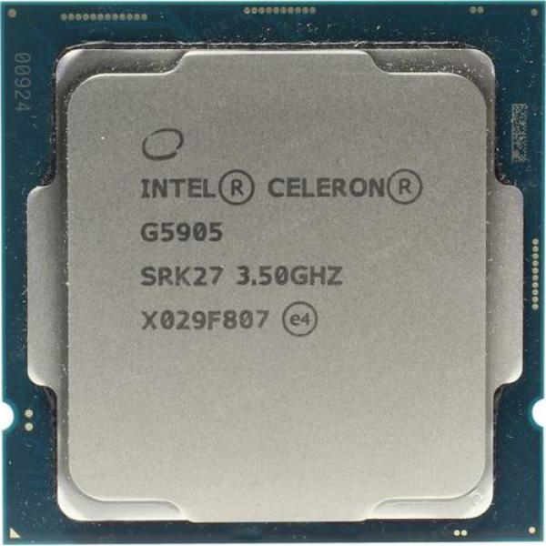 Процессор S1200 Intel Celeron G5905 3.5ГГц, 2*256KB+2MB, 8ГТ/с, Comet Lake 0.014мкм, Dual Core, видео 1050МГц, 58Вт