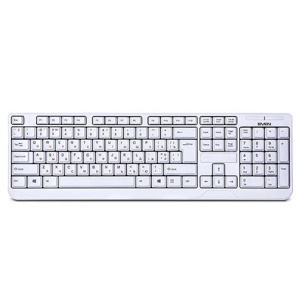 Клавиатура беспроводная Sven KB-C2200W, USB, FM 10м, 1*AAA, влагозащищенная, белый