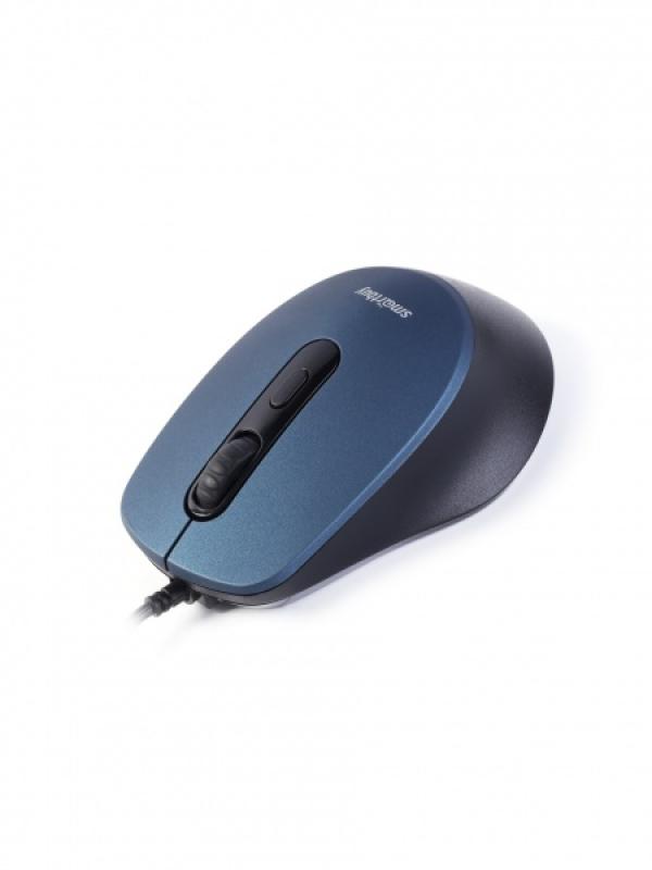 Мышь оптическая Smartbuy One 256-B (SBM-265-B), USB, 4 кнопки, колесо, 2400/1600/1200/800dpi, бесшумная, синий-черный