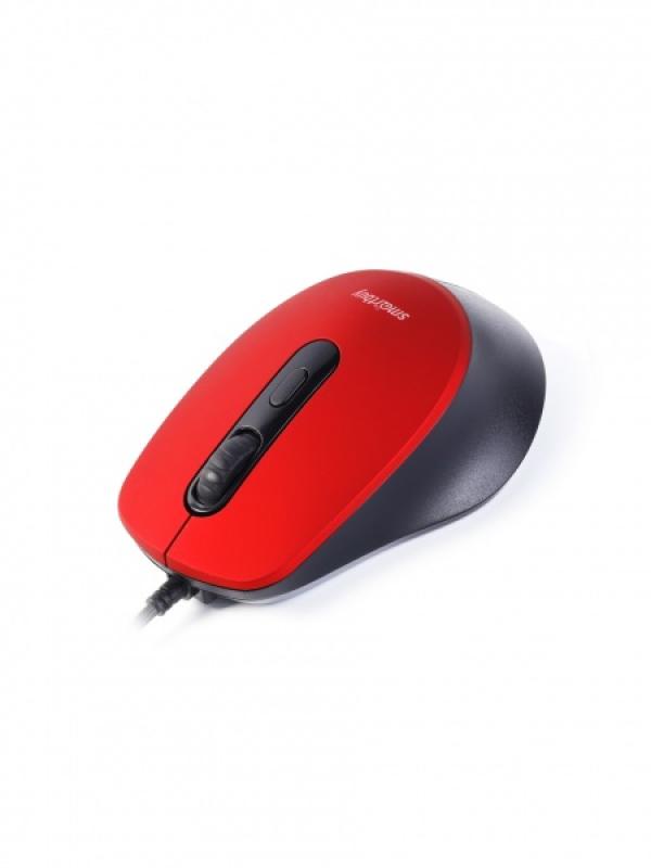 Мышь оптическая Smartbuy One 256-R (SBM-265-R), USB, 4 кнопки, колесо, 2400/1600/1200/800dpi, бесшумная, красный-черный
