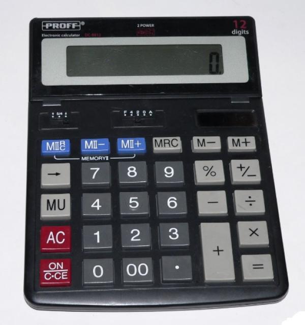 Калькулятор PROFF DC-8812, 12 разрядов, двойное питание, черный