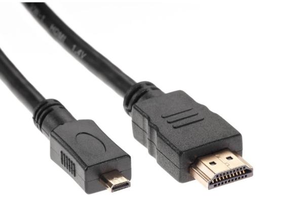 Кабель HDMI штырь - MicroHDMI штырь 1.8м TV-Com CG583K-1.8M, версия 1.4, поддержка 3D, ethernet, канал возврата аудио, черный