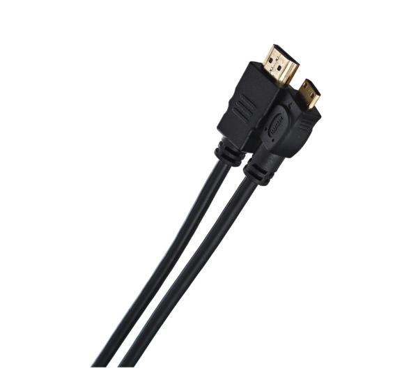 Кабель HDMI штырь - MiniHDMI штырь  1.8м TV-Com CG580M-1.8M, версия 1.4, поддержка 3D, ethernet, канал возврата аудио, черный