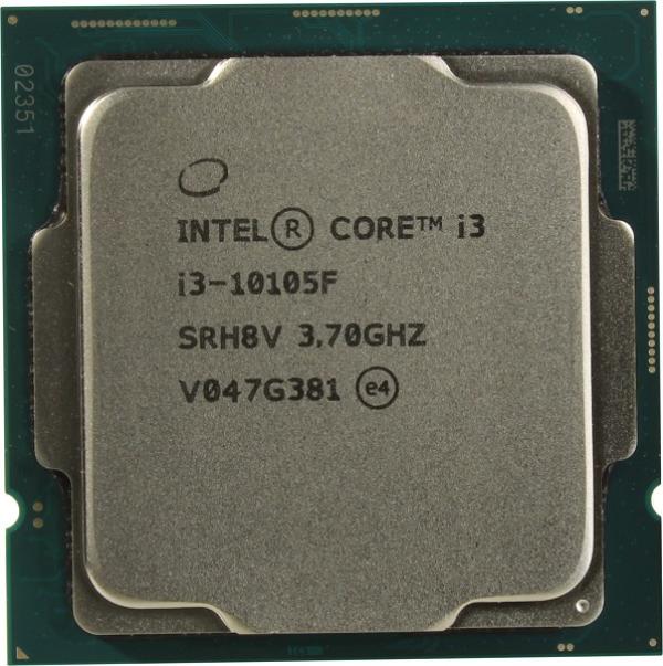 Процессор S1200 Intel Core i3-10105F 3.7ГГц, 4*256KB+6MB, 8ГТ/с, Comet Lake 0.014мкм, 65Вт
