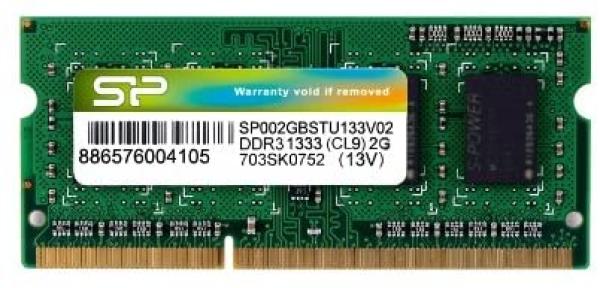 Оперативная память SO-DIMM DDR3  2GB, 1333МГц (PC10600) Silicon Power SP002GBSTU133V02