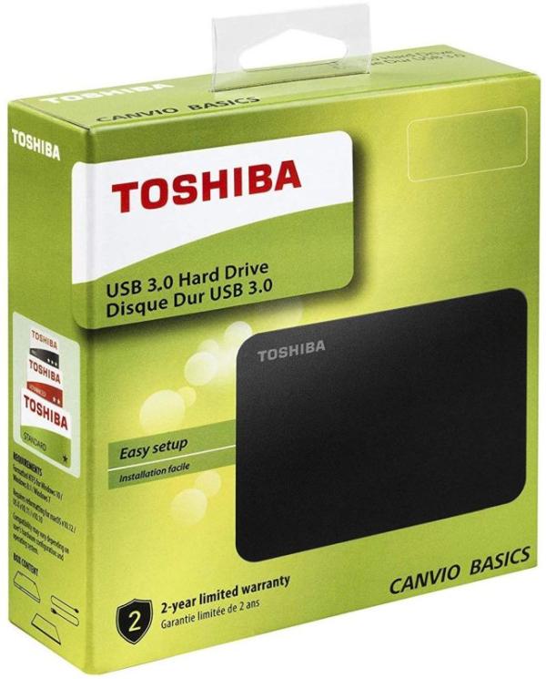 Жесткий диск внешний 2.5" USB3.0  1TB Toshiba Canvio Basics HDTB410EK3AA, 5400rpm, microUSB B, компактный, черный