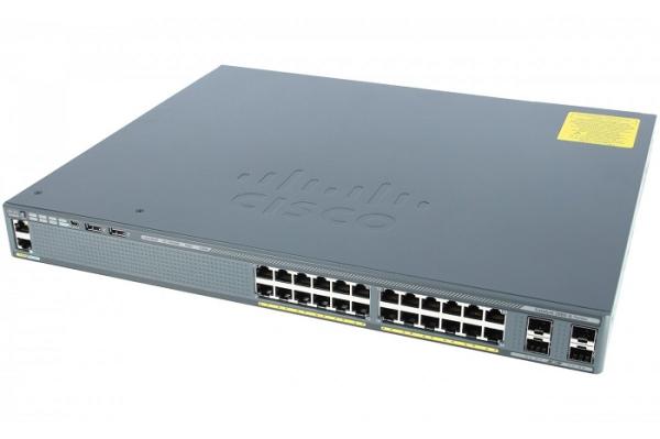 Коммутатор управляемый Cisco WS-C2960RX-24PS-L, 24*RJ45 1Гбит/c PoE, 4*SFP 1Гбит/с, 370Вт, L2, 19", Восстановленный