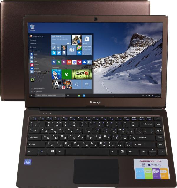 Ноутбук 13" Prestigio SmartBook 133S (PSB133S01ZFH_DB_CIS), Celeron N3350 1.1 3GB 32GB SSD 1920*1080 IPS 2*USB3.0 WiFi BT HDMI-micro SD камера 1.37кг W10 коричневый