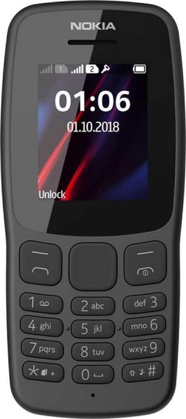 Мобильный телефон 2*SIM Nokia 106 DS, GSM900/1800, 1.8" 160*120, FM радио, 50*121*14.4мм 85г, черный