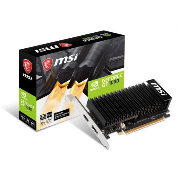 Видеокарта PCI-E GeForce GT1030 MSI 2GHD4 LP OC, 2GB GDDR4 64bit 1430/2100Гц, PCI-E3.0, HDCP, DP/HDMI, 35Вт