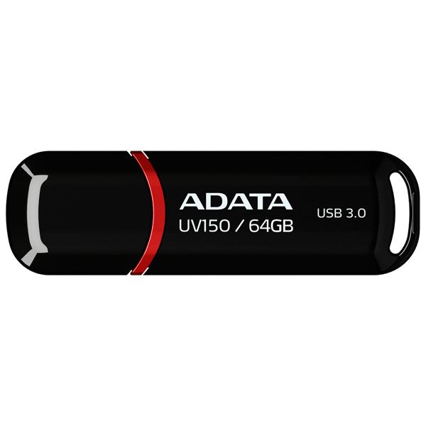 Флэш-накопитель USB3.0  64GB A-Data UV150 AUV150-64G-RBK, 90/40МБ/сек, черный
