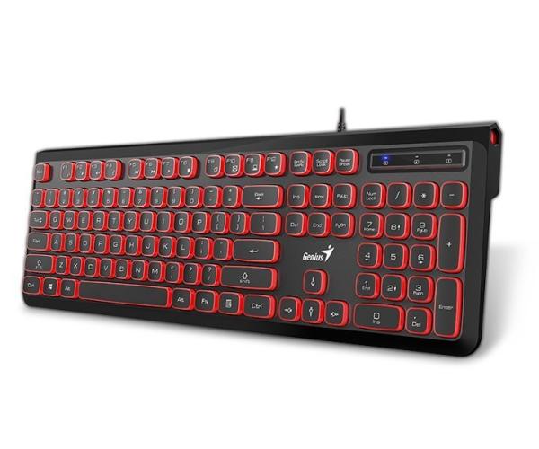 Клавиатура Genius SlimStar 260, USB, черный-красный