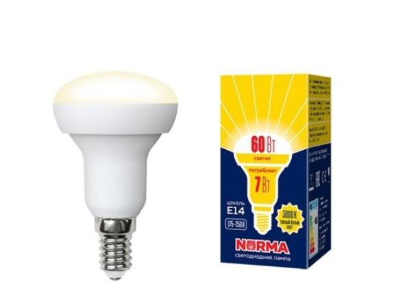 Лампа E14/R50 светодиодная Volpe Norma LED-R50-7W/WW/E14/FR/NR (UL-00003845)