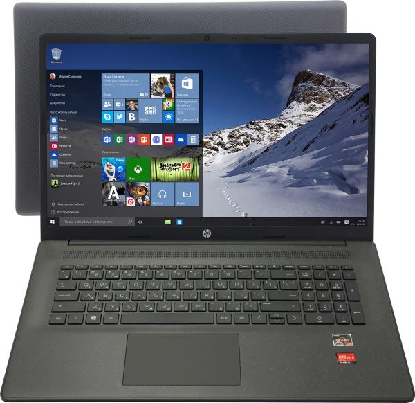 Ноутбук 17" HP 17-cp0087ur (4D4B1EA), Ryzen 3 3250U 2.6 4GB 256GB SSD 1600*900 Radeon Vega 3 2*USB3.0/USB-C WiFi BT HDMI камера 2.1кг W10 черный