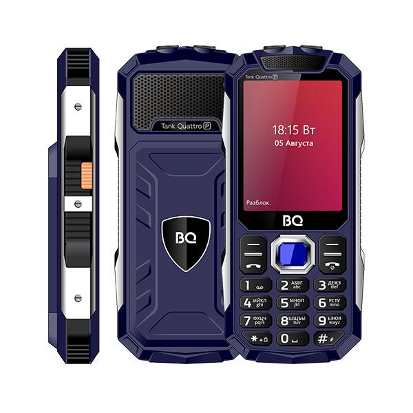 Мобильный телефон 4*SIM BQ BQ-2817 Tank Quattro Power, GSM900/1800/1900, 2.8" 320*240, SDHC-micro, BT, диктофон, WAP, MP3 плеер, 64*147*24мм 237г, синий
