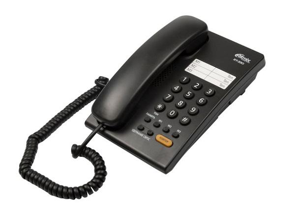 Телефон Ritmix RT-330 black, повтор, регулировка громкости звонка, возможность установки на стене, черный