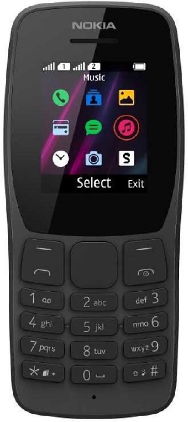 Мобильный телефон 2*SIM Nokia 110 DS TA-1192, GSM900/1800, 1.77" 160*120, FM радио, MP3 плеер, 50*115*14.3мм 192г, черный