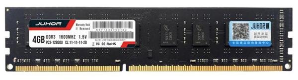 Оперативная память DIMM DDR3  4GB, 1600МГц (PC12800) JUHOR, 1.5В