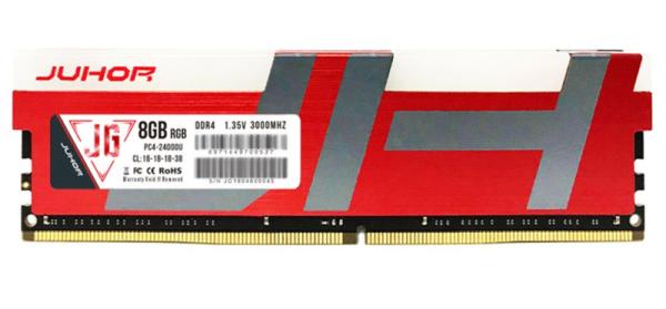 Оперативная память DIMM DDR4  8GB, 3000МГц (PC24000) JUHOR Red, 1.2В, радиатор
