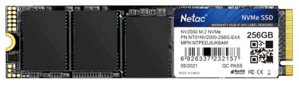 Накопитель SSD M.2  256GB Netac NT01NV2000-256-E4X, NVMe, 3D NAND, 2500/1100MB/s