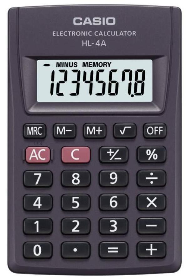Калькулятор карманный Casio HL-4A-W-EP, 8 разрядов, черный