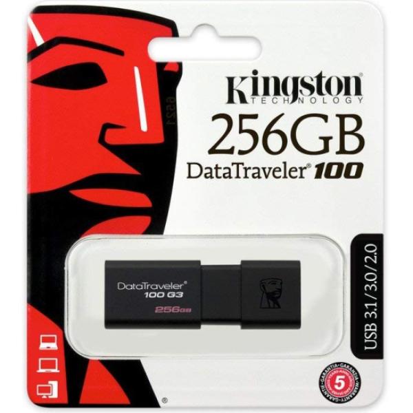 Флэш-накопитель USB3.1 256GB Kingston DT100G3/256GB, 130/10МБ/сек, черный