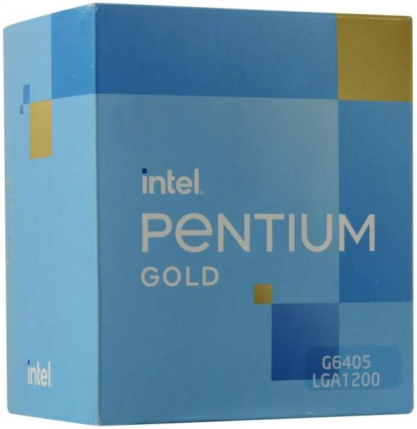 Процессор S1200 Intel Pentium Gold G6405 4.1ГГц, 2*256KB+4MB, 8ГТ/с, Comet Lake 0.014мкм, Dual Core, видео 1050МГц, 58Вт, BOX