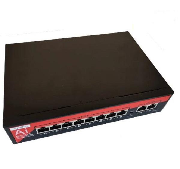 Коммутатор неуправляемый Procon SW8POE (poe-x1010b), 8*RJ45 LAN 100Мбит/с PoE+, 2*RJ45 LAN 100Мбит/с, 30/150Вт