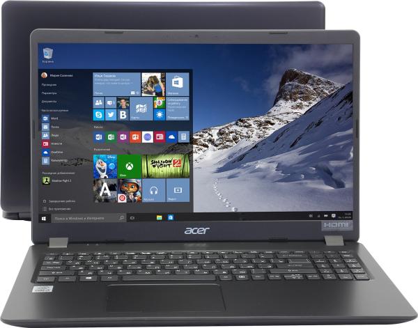 Ноутбук 15" Acer Extensa EX215-52-325A (NX.EG8ER.006), Core i3-1005G1 1.2 4GB SSD 256GB 1920*1080 Intel UHD Graphics 2*USB2.0/USB3.0 LAN WiFi BT HDMI камера 1.9кг W10 черный