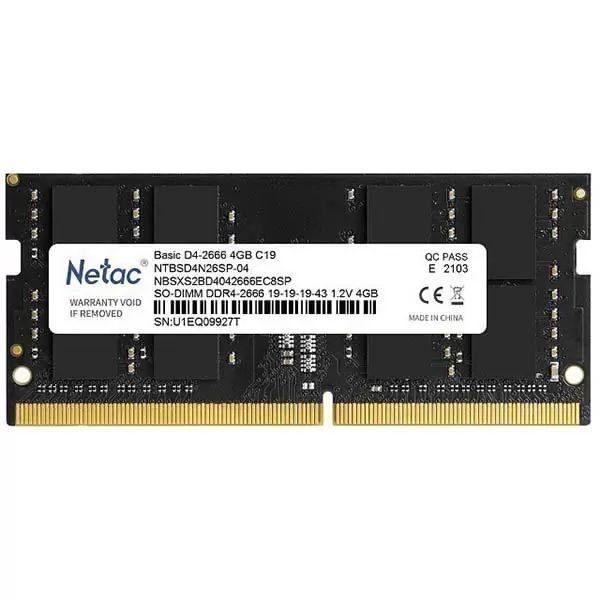 Оперативная память SO-DIMM DDR4  4GB, 2666МГц (PC21280) Netac NTBSD4N26SP-04, 1.2В